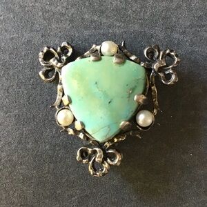Sterling Silver and Jade Brooch